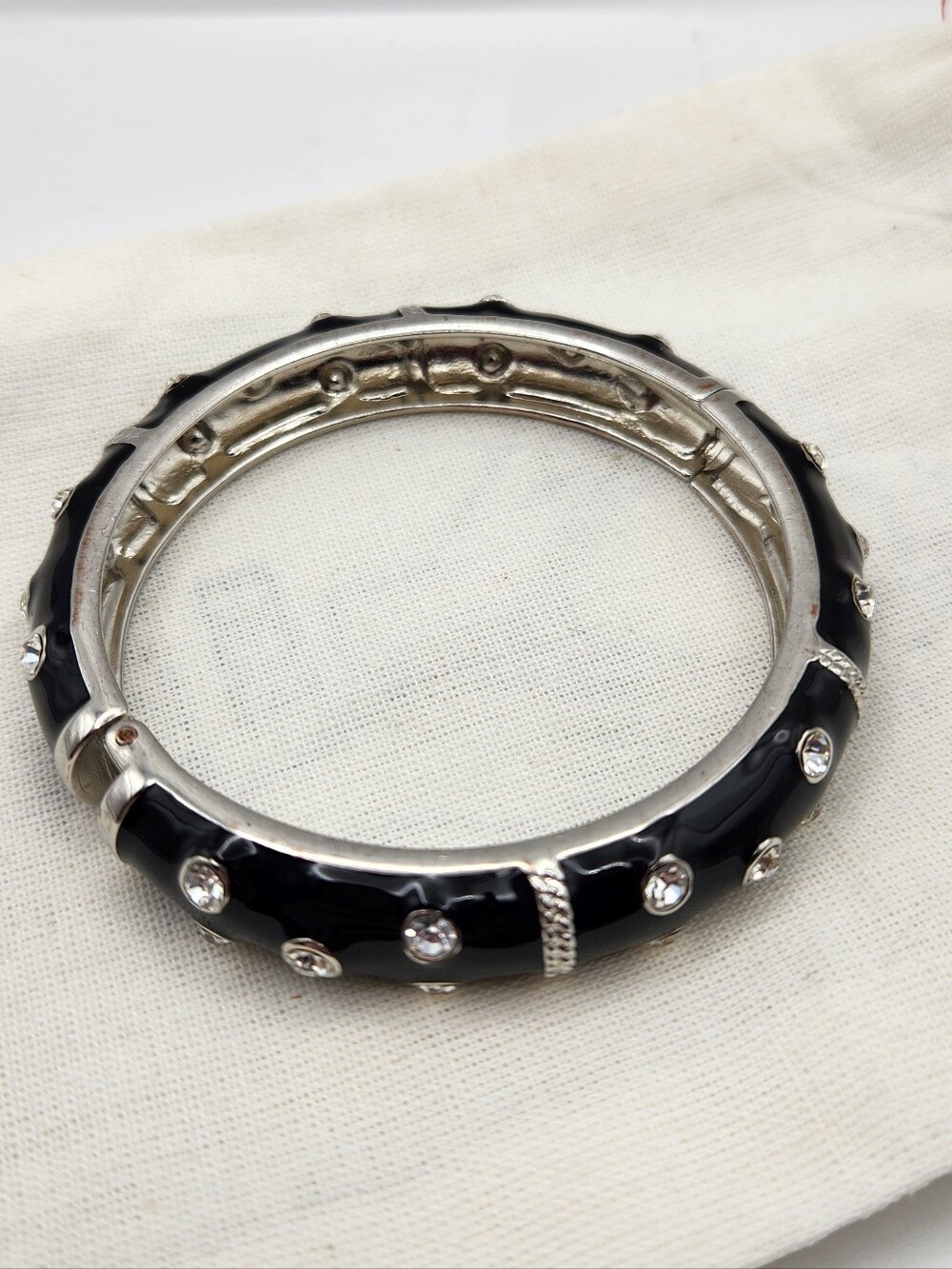 Crystal And Black Enamel Bangle Bracelet